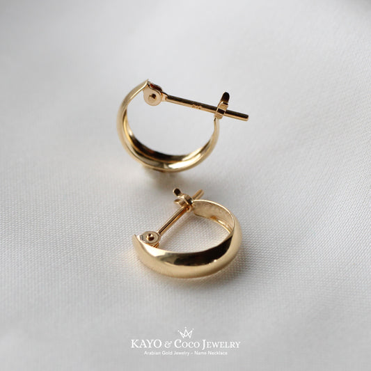 ボリューム ミニフープピアス K18 イエローゴールド 10mmx3mm