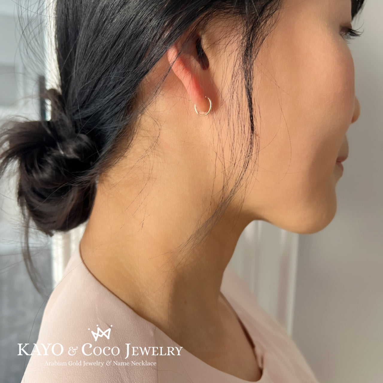 フープピアス K18 イエローゴールド 10mmx1mm