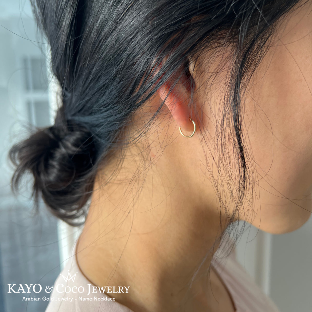 フープピアス K18 イエローゴールド 10mmx1mm