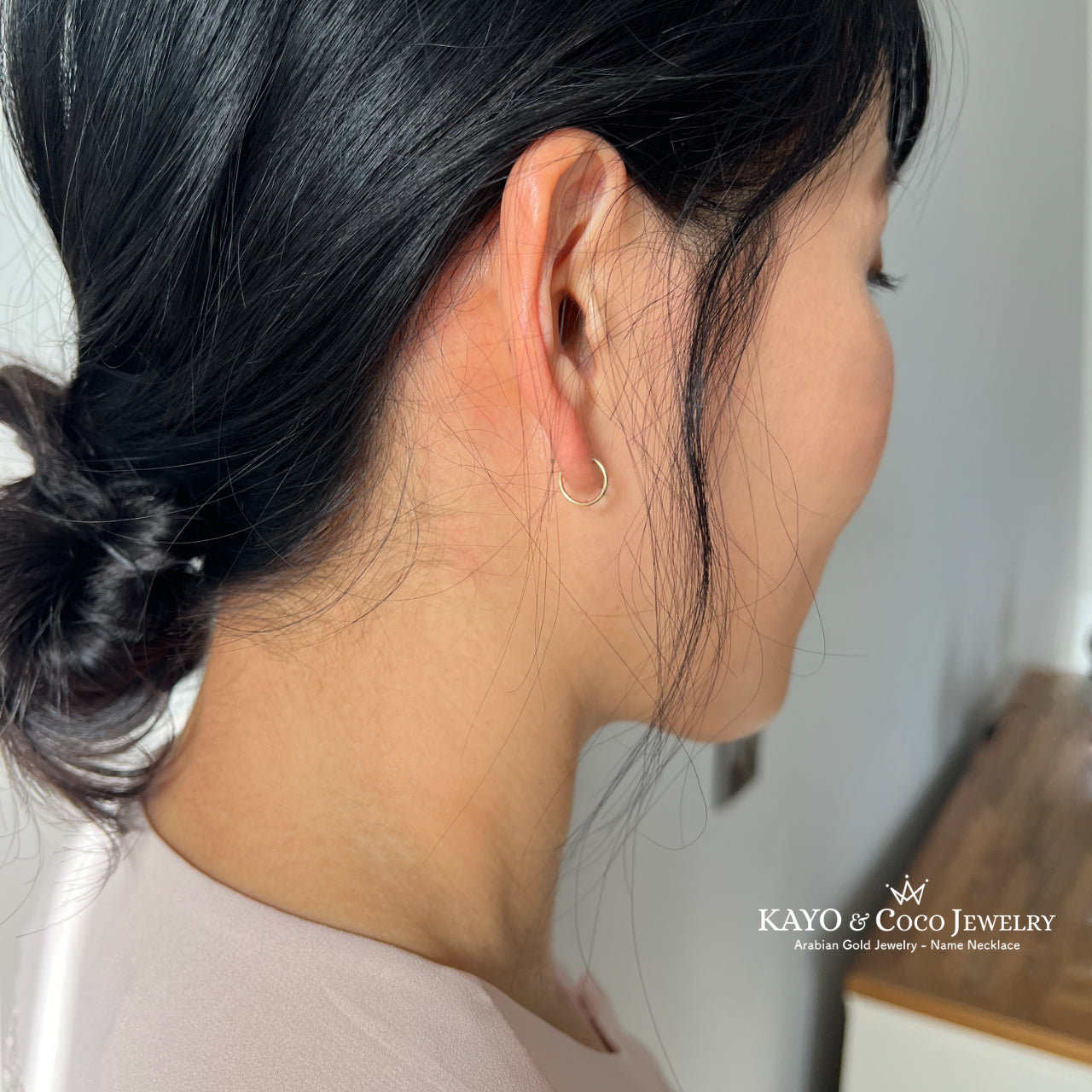 フープピアス K18 イエローゴールド 10mmx1mm