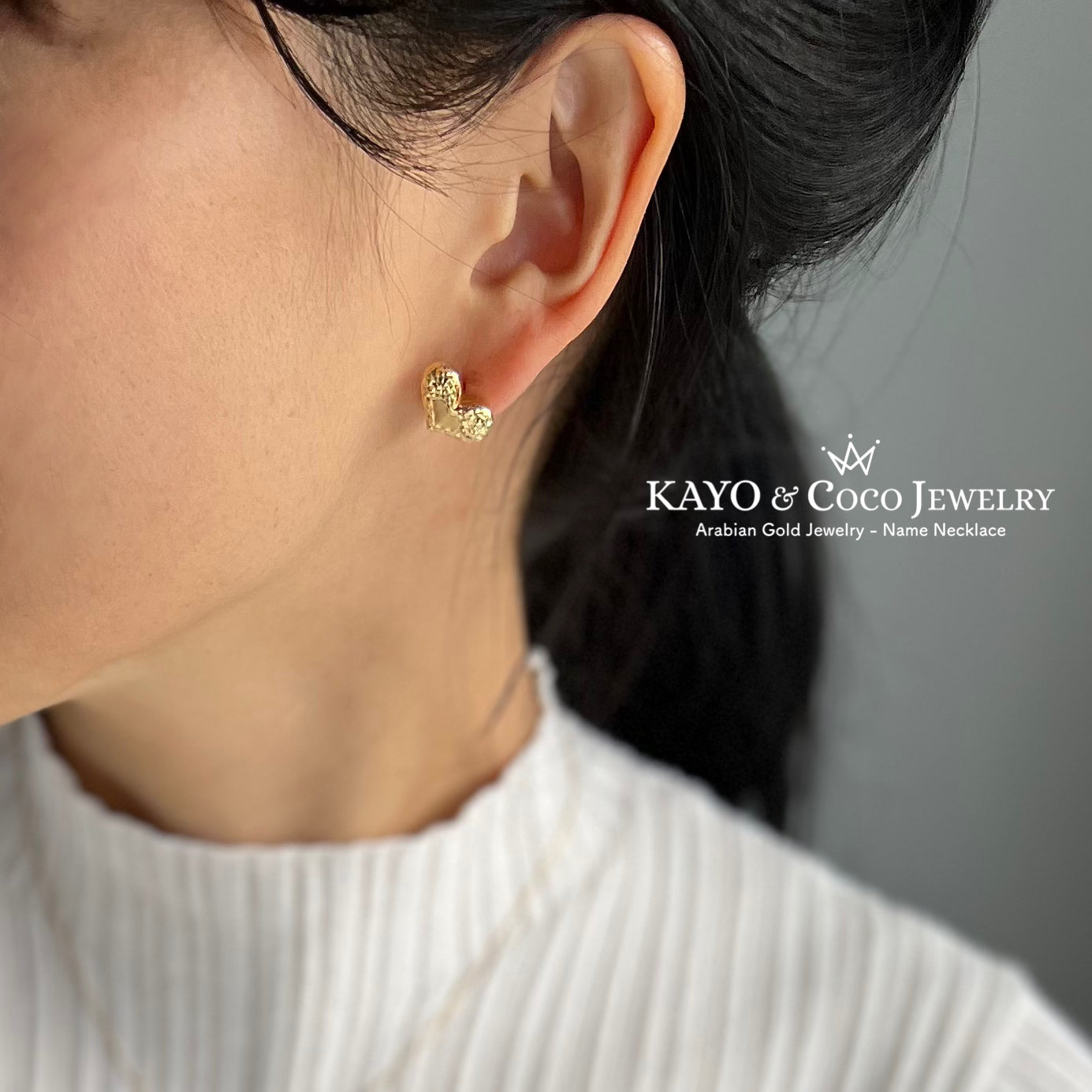 18K Arabian Heart ピアス カット入り