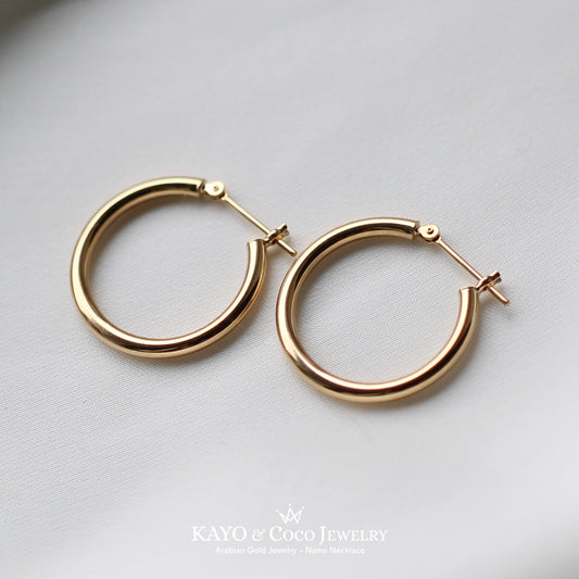 フープピアス K18 イエローゴールド 20mmx2mm