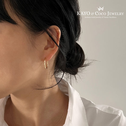 フープピアス K18 イエローゴールド 20mmx2mm