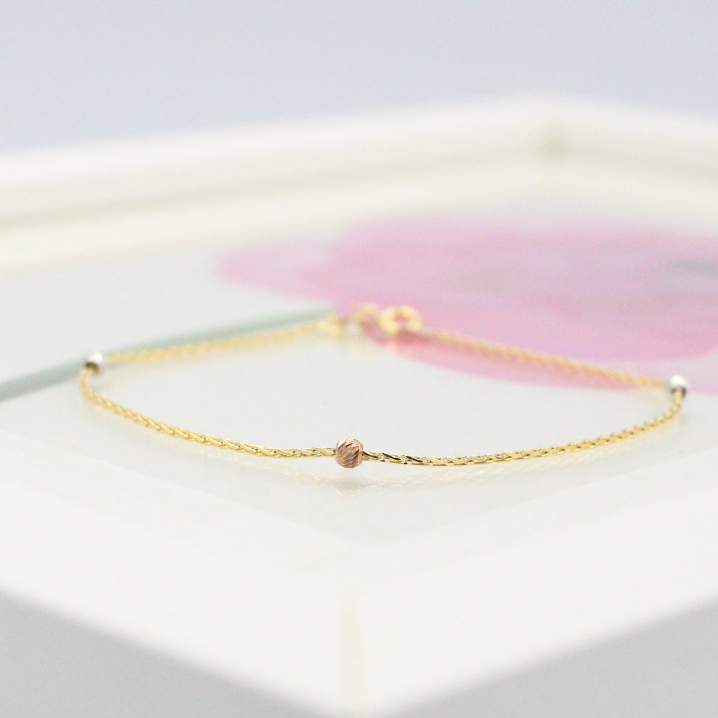 18K 3色のシンプルブレスレット
