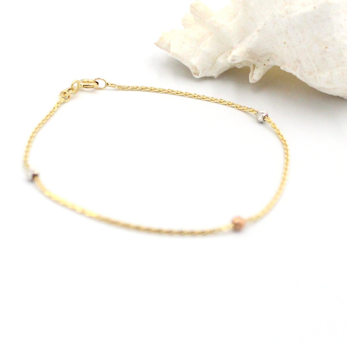18K 3色のシンプルブレスレット