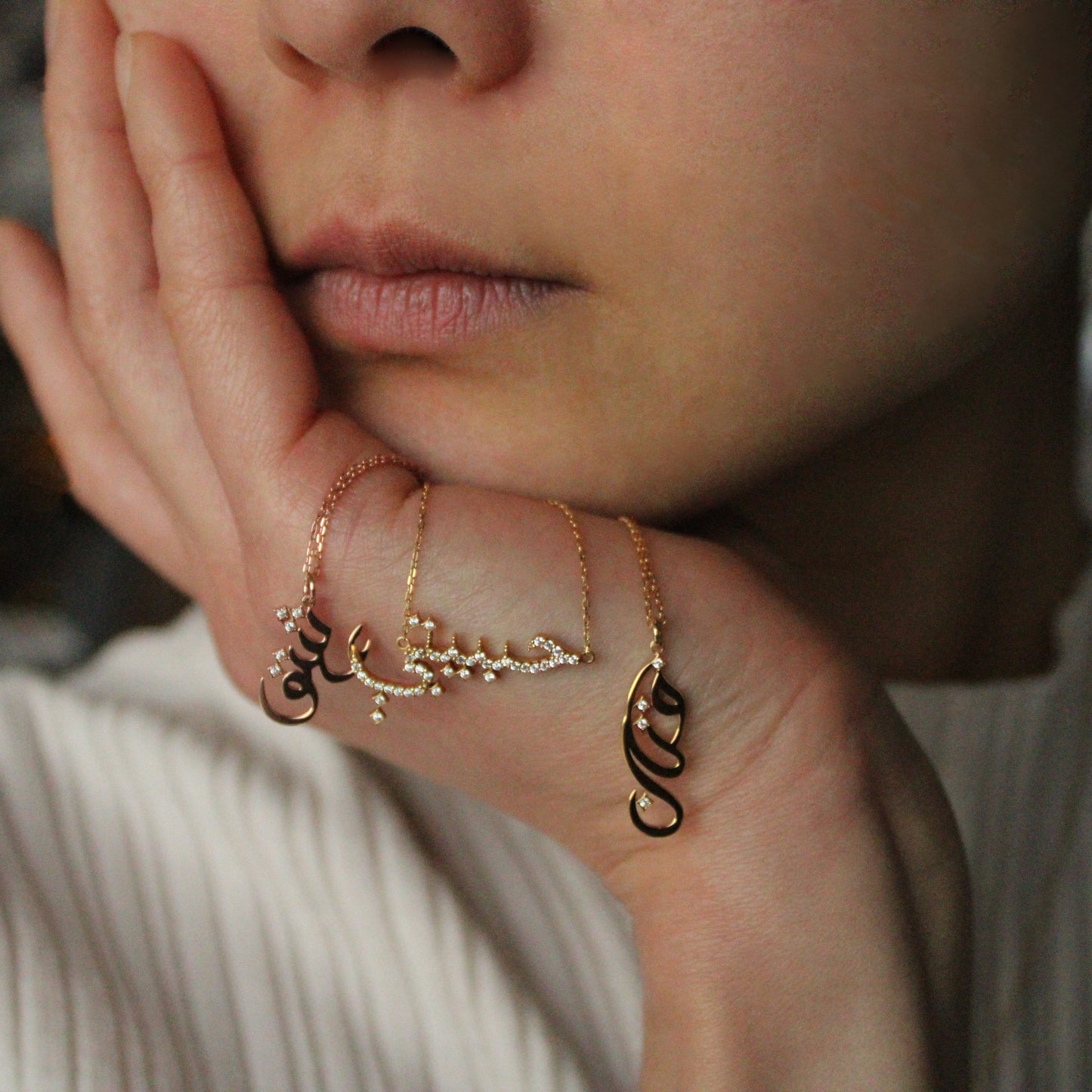 K18/K10 Arabic Necklace "Fattan" Atractive (魅力）